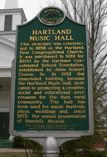 Historic Marker at Hartland Music Hall