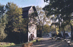 Side view with Water Wheel, Parshallville Grist Mill
